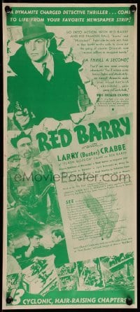 4a191 RED BARRY herald '38 Buster Crabbe as Red Barry in 13 hair-raising chapters, serial!