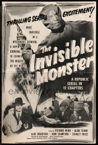 4a394 INVISIBLE MONSTER pressbook '50 Republic serial, madman master crook murders for millions!
