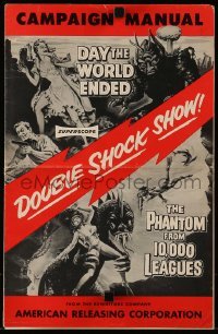 4a483 PHANTOM FROM 10,000 LEAGUES/DAY THE WORLD ENDED pressbook '56 schlock horror double-bill!