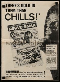 4a623 WEREWOLF IN A GIRLS' DORMITORY/CORRIDORS OF BLOOD pressbook '60s wild horror double-bill!
