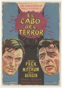 4a686 CAPE FEAR Spanish herald '62 Gregory Peck, Robert Mitchum, different art by Albericio!