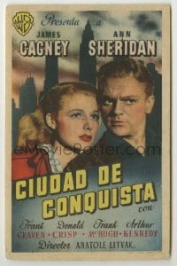 4a698 CITY FOR CONQUEST Spanish herald '46 boxer James Cagney & beautiful Ann Sheridan, different!