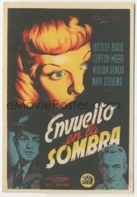 4a708 DARK CORNER Spanish herald '47 film noir art of Lucille Ball, Clifton Webb & Mark Stevens!