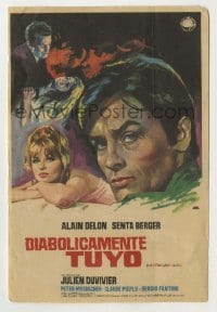4a715 DIABOLICALLY YOURS Spanish herald '68 different Jano art of Alain Delon & sexy Senta Berger!