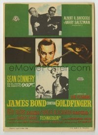 4a759 GOLDFINGER Spanish herald '65 three great images of Sean Connery as James Bond 007!