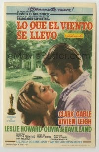 4a761 GONE WITH THE WIND Spanish herald R62 romantic c/u of Clark Gable & Vivien Leigh, classic!