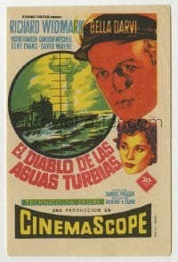 4a773 HELL & HIGH WATER Spanish herald '54 Sam Fuller, Richard Widmark on submarine, Soligo art!