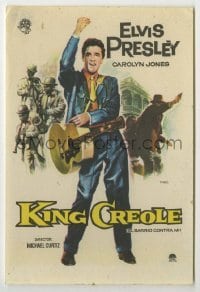 4a802 KING CREOLE Spanish herald '61 different Mac Gomez art of Elvis Presley with guitar!