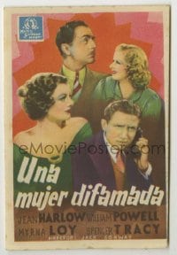 4a816 LIBELED LADY Spanish herald '36 Jean Harlow, William Powell, Spencer Tracy & Myrna Loy!