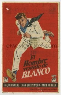 4a826 MAN IN THE WHITE SUIT Spanish herald '55 art of scientist inventor Alec Guinness running!