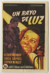4a856 NO WAY OUT Spanish herald '51 different Soligo art of Richard Widmark & Linda Darnell!