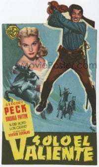 4a869 ONLY THE VALIANT die-cut Spanish herald '51 MCP art of Gregory Peck & sexy Barbara Payton
