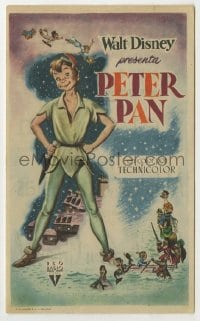 4a877 PETER PAN Spanish herald '55 Walt Disney cartoon fantasy classic, great full-length art!
