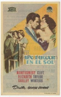 4a884 PLACE IN THE SUN Spanish herald '52 different art of Montgomery Clift, Liz Taylor & Winters!