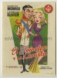 4a887 PRINCE & THE SHOWGIRL Spanish herald '58 different Jano art of Olivier & sexy Marilyn Monroe!