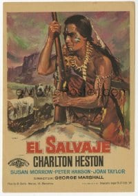 4a913 SAVAGE Spanish herald R64 Mac Gomez art of Native American Charlton Heston with rifle!