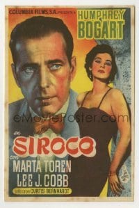 4a926 SIROCCO Spanish herald '52 different image of Humphrey Bogart & sexy Marta Toren!!