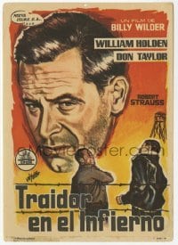 4a937 STALAG 17 Spanish herald '64 different art of William Holden, Billy Wilder WWII POW classic!