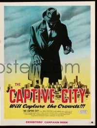 4a244 CAPTIVE CITY English pressbook '52 cool art of gangster controlling city, film noir!