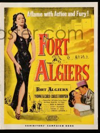 4a246 FORT ALGIERS English pressbook '53 sexy Yvonne de Carlo, aflame with action & fury!