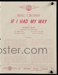 4a250 IF I HAD MY WAY English pressbook R50s Bing Crosby, Gloria Jean, Charles Winninger, musical!