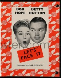 4a253 LET'S FACE IT English pressbook R50s Bob Hope & Betty Hutton, with songs by Cole Porter!