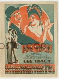 4a030 BIG TIME herald '29 Lee Tracy & Mae Clarke in a movie about making movies, cool art!