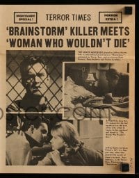 4a039 BRAINSTORM/WOMAN WHO WOULDN'T DIE herald '60s cool Terror Times newspaper design!