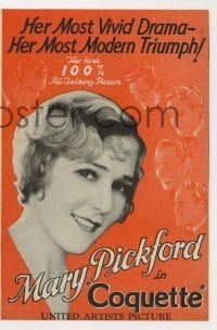 4a059 COQUETTE herald '29 pretty Mary Pickford in her most vivid drama & most modern triumph!