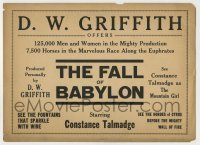 4a085 FALL OF BABYLON herald '19 D.W. Griffith re-edited & expanded from his classic Intolerance!