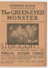 4a107 GREEN EYED MONSTER herald 1919 stupendous all-star negro motion picture, train adventure!
