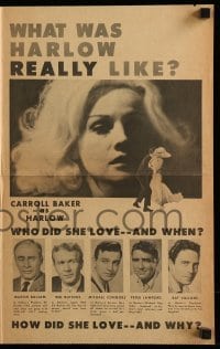 4a109 HARLOW herald '65 sexy Carroll Baker as the Hollywood legend, cool newspaper design!