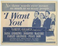 4a125 I WANT YOU herald '51 Dana Andrews, Dorothy McGuire, Farley Granger, Peggy Dow