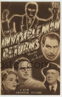 4a005 INVISIBLE MAN RETURNS Australian herald '40 Vincent Price, Hardwicke, H.G. Wells, different!