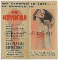 4a134 KEYHOLE die-cut herald '33 art of sexy Kay Francis, George Brent was paid to be a peeping Tom!