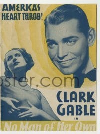 4a171 NO MAN OF HER OWN herald '32 America's heart throb Clark Gable & sexy Carole Lombard!