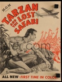 4a213 TARZAN & THE LOST SAFARI herald '57 cool artwork of Gordon Scott, first time in color!