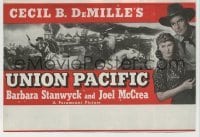 4a224 UNION PACIFIC herald '39 Barbara Stanwyck, Joel McCrea, directed by Cecil B. DeMille!