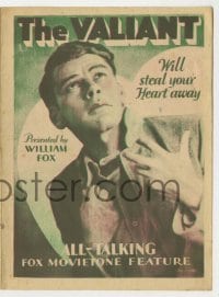 4a226 VALIANT herald '29 Paul Muni's first movie, chained to secrecy to soothe a mother's heart!