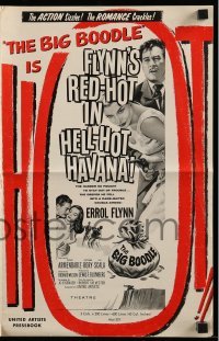 4a288 BIG BOODLE pressbook '57 Errol Flynn red-hot in Havana Cuba with sexy Rossana Rory!