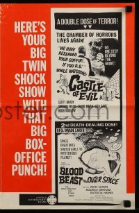 4a294 BLOOD BEAST FROM OUTER SPACE/CASTLE OF EVIL pressbook '60s horror/sci-fi twin shock show!