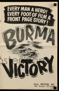 4a301 BURMA VICTORY pressbook '45 Roy Boulting directed documentary, WWII behind the lines!