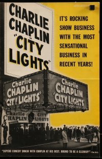 4a308 CITY LIGHTS pressbook R50 Charlie Chaplin as the Tramp, classic boxing comedy!