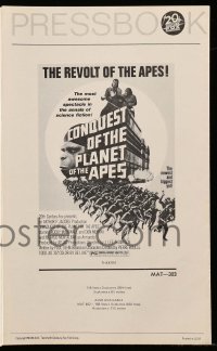 4a312 CONQUEST OF THE PLANET OF THE APES pressbook '72 Roddy McDowall, the revolt of the apes!