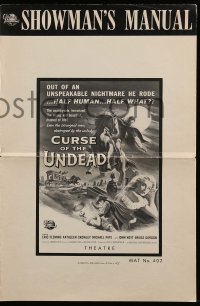 4a314 CURSE OF THE UNDEAD pressbook '59 art of lustful fiend on horseback in graveyard by Brown!