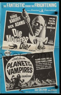 4a325 DIE MONSTER DIE/PLANET OF THE VAMPIRES pressbook '65 the fantastic versus the frightening!