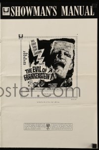 4a333 EVIL OF FRANKENSTEIN pressbook '64 Peter Cushing, Hammer, he's back and no one can stop him!