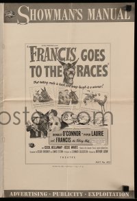 4a347 FRANCIS GOES TO THE RACES pressbook '51 Donald O'Connor & talking mule, horse racing!