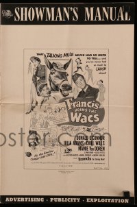 4a350 FRANCIS JOINS THE WACS pressbook '54 Donald O'Connor & the talking mule are in the Army now!