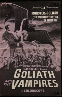 4a363 GOLIATH & THE VAMPIRES pressbook '64 Gordon Scott saves kidnapped women from an evil zombie!